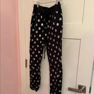 Black Joggers with Silver Metallic Skulls